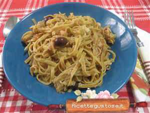 tagliatelle di farro melanzane perline