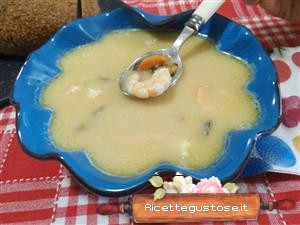 vellutata cannellini gamberi e cozze