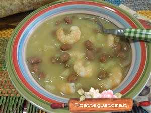 zuppa patate fagioli gamberetti