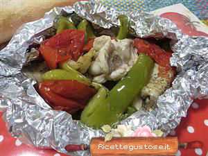 alette di pollo peperoni al cartoccio