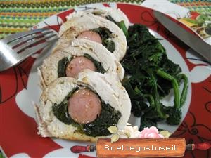 arrosto pollo spinaci wurstel