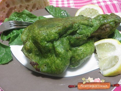 cosci di pollo in pastella di spinaci