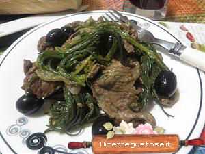 straccetti di manzo agli agretti