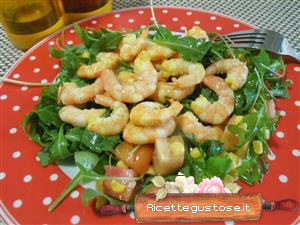 gamberi e rucola in insalata