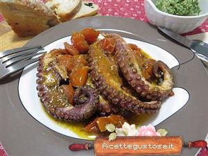 polpo pesto e pomodorini