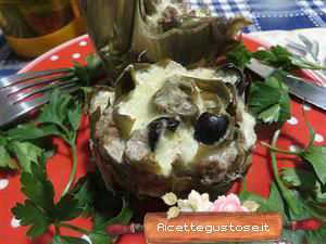 carciofi ripieni manzo e olive