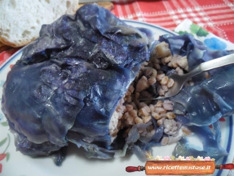 cavolo rosso ripieno farro pesce