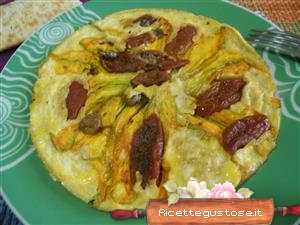 Frittata fiori di zucca e pomodori datterini