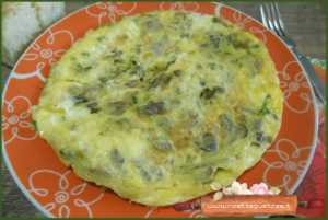 frittata porri e funghi pleurotous