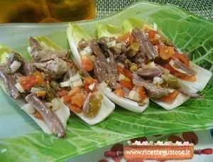 coda di bovino in insalata indivia belga sfiziosa