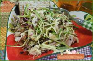 coniglio in insalata zucchine e pesto fiori di zucca