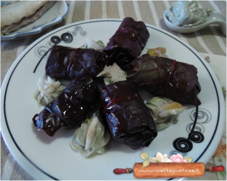 involtini di bietola rossa cous cous 4 cereali orata affumicata