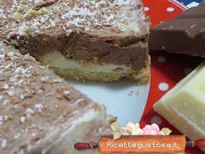 Cheesecake varigato , cioccolato bianco e fondente